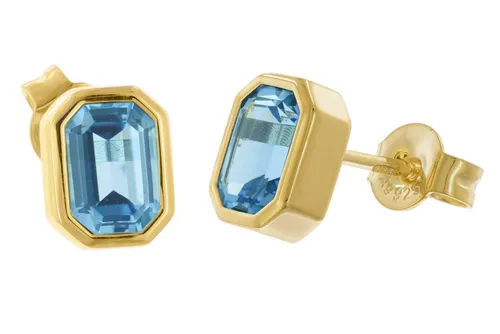 trendor Paar Ohrstecker Gold auf 925 Silber mit Topas Royal Blue - Hochwertige Ohrstecker aus 925 Silber mit 10M-Goldauflage und echten Topasen in Royal Blue, ideal für elegante Anlässe.