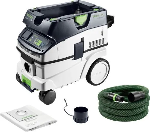 Festool Absaugmobil CTM 26 EI - Nass- / Trockensauger mit Antistatik-Funktion, ideal für sauberes Arbeiten, ausgestattet mit Schlauchdepot und Automatik-Steckdose für effiziente Nutzung.