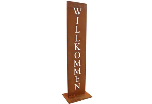 Rostikal Dekoobjekt Willkommen Deko Schild schwarz oder in Edelrost für Garten und Haus, Handmade