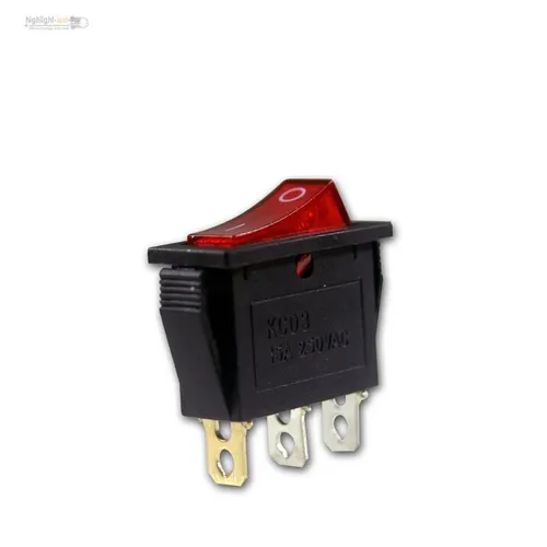 Wippenschalter1-polig, rote beleuchtet max 230V/15A, Wippschalter Einbauschalter