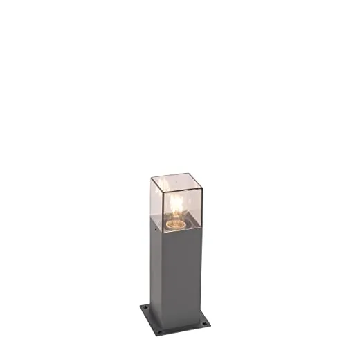 Qazqa Moderne stehende Außenleuchte - 30 cm dunkelgrau IP44 - Stylische Sockelleuchte aus Aluminium für Außenbeleuchtung, dimmbar und wetterfest (IP44) – ideal für moderne Gärten und Terrassen.