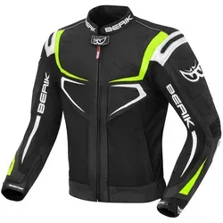 Berik Radic Motorradjacke, schwarz-gelb, Größe 50 für Männer - Motorradjacke aus 1,1-1,3 mm Premium Rindsleder mit flexibler Tense-Tex Fabric an den Ellenbogen – für optimalen Komfort und Sicherheit beim Fahren.