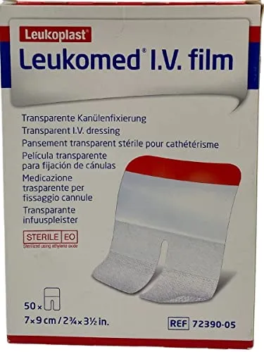Leukomed I.V. film Pflaster 50 St - Hochwertiger Wundschutz - Arzneimittel - 50 sterile Pflaster für sicheren Wundschutz, ideal für die postoperative Pflege und zur Stabilisierung von Kathetern.