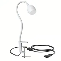 ledscom.de GU10 Klemmleuchte KLUK mit Schwanenhals, weiß inkl. GU10, warm-weiß, 4,914W, 450lm