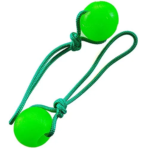 Activity4Dogs Hundeball mit Schnur | Hundespielzeug Ball 2er Pack | schwimmfähig & robust | ohne Geräusch | 76 mm, grün