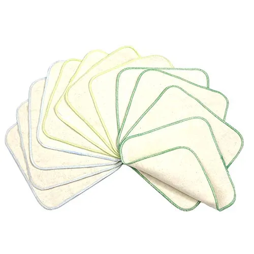avo + cado Zweilagige Flanellwaschlappen mit Frottee - 12 Stück - Mehrweg Baby Waschlappen als Ersatz für Feuchttücher - Kleine waschbare mini Baumwolltücher (Farbe: Grün)