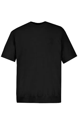 JP 1880 Herren T-Shirt L-8XL Bauchfit schwarz 5XL - Bequemes Basic T-Shirt mit speziellem Schnitt bis 10XL, elastischem Saumbund und Halbarm für optimalen Tragekomfort.
