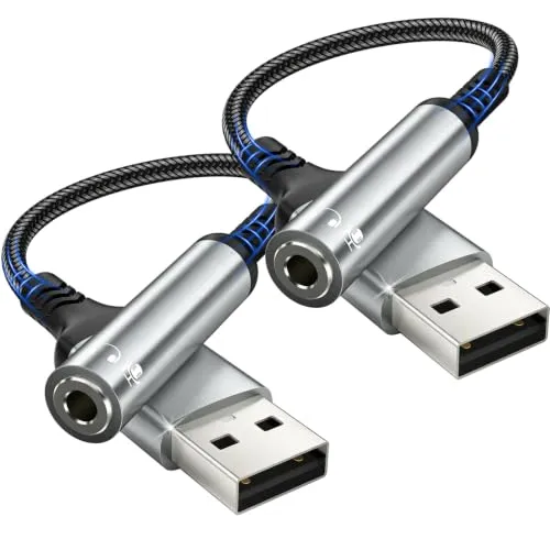 bakibo USB auf 3,5 mm Klinke Aux Adapter (2 Stück)