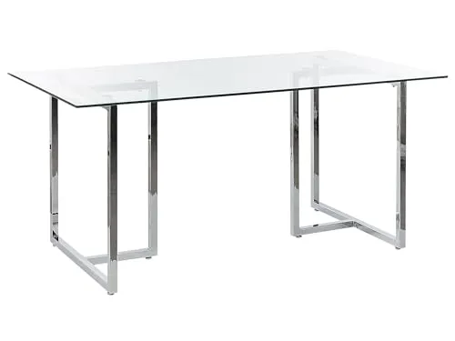 Beliani Rechteckiger Esstisch transparent/Silber 160 x 90 cm
