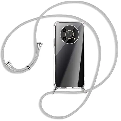 mtb more energy® Handykette kompatibel mit Honor Magic 4 Lite 5G, Honor X9 5G (6.81'') - Silber-Grau - Smartphone Hülle zum Umhängen - Anti Shock Full TPU Case