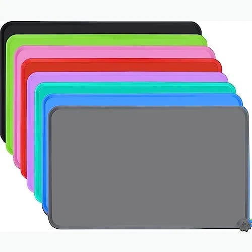 Joytale Silikon-Futtermatte für Hunde, rutschfeste wasserdichte Futtermatte mit erhöhtem Rand für Hunde und Katzen,47 x 30cm,Grau