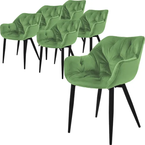 ML-DESIGN Esszimmerstuhl Set aus Samt mit Rücken- und Armlehnen, 6er Set - Stühle aus Samt für elegantes Esszimmer, ergonomisches Design mit bequemer Rücken- und Armlehne, ideal für stundenlangen Komfort bei Mahlzeiten.