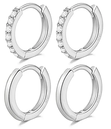 LIHELEI Ohrringe aus Silber mit kubischem Zirkonia für Damen, Ohrringe mit Knorpel, Huggies S925, Sterling Silber, Zirkonia, Zirkon Zirkonia