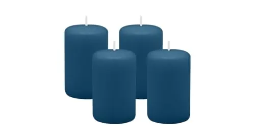 4er Set Adventskranzkerzen Petrol Blau Ø 50 x 80 mm