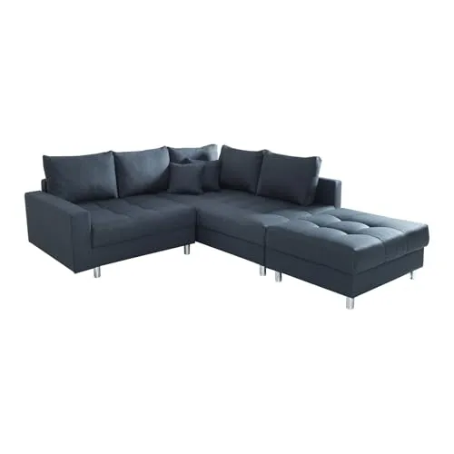 riess-ambiente Ecksofa KENT 220cm anthrazit mit Hocker - Ecksofa für Wohnzimmer mit bequemer Federkern-Polsterung, inklusive frei platzierbarem Hocker für individuelle Wohnkonzepte und stilvollen Komfort.