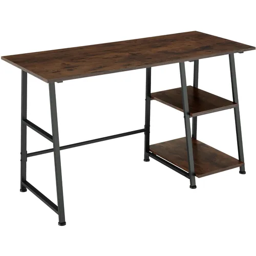 TecTake Schreibtisch Paisley 120x50cm - Industrial Holz dunkel - Schreibtisch im rustikalen Industrial Style mit viel Stellfläche und variablem Seitenregal. Ideal für Büro und Home Office, stabil und leicht zu reinigen.