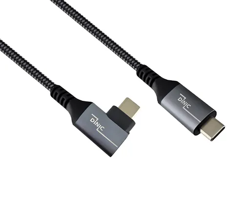 DINIC USB C 4.0 Kabel, gerade auf 90° Winkel, PD 240W, 40Gbps, Alu Stecker, 1 m