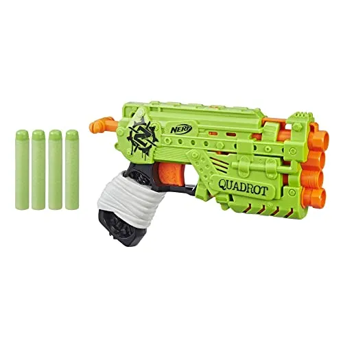 NERF Zombie Strike Quadrot, Spielzeugblaster mit 4 Läufen