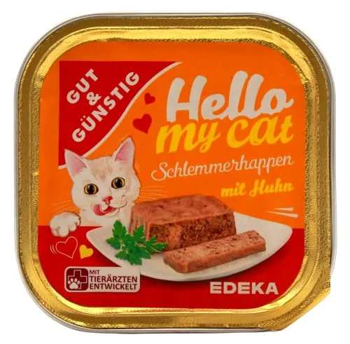 Gut & Günstig Hello My Cat Schlemmerhappen mit Huhn, 32er Pack (32 x 100g)