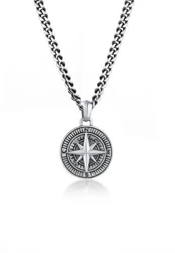 Kuzzoi Herren Silber Halskette Kompass Windrose - Edle Herren Kette aus 925 Sterling Silber, 50cm lang, mit einzigartigem Kompass-Anhänger (34mm) - perfekt für stilbewusste Männer.