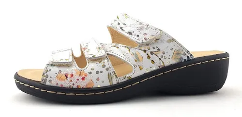 Belvida Damenschuhe Hausschuhe Pantolette Weiß - Bequeme Damen-Pantoletten - Pantoletten für Damen mit Lederdecksohle und flexiblem Laufsohle, ideal für höchsten Tragekomfort und Fußgesundheit dank Wechselfußbett.