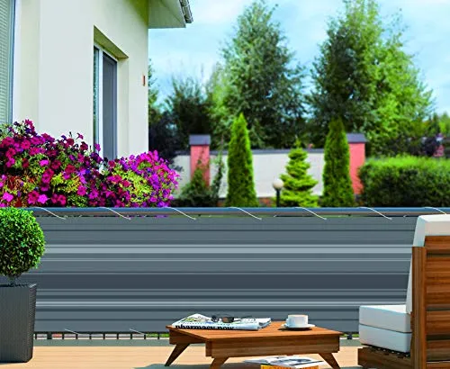 Balkonschutz Sichtschutz 6mx90cm grau-gestreift mit Kordel 300820122-HE
