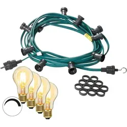 Illu- Partylichterkette 5m - Weihnachtsbeleuchtung mit 10 dimmbaren LED Glühbirnen, ideal für stimmungsvolle Anlässe drinnen und draußen, wetterfest und in ultra warmweißem Licht.