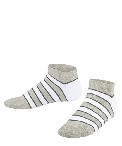 FALKE Unisex Kinder Sneakersocken Simple Stripes K Sn Baumwolle kurz gemustert 1 Paar, Grau Storm Grey 3820, 35-38