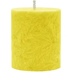 Stearin-Stumpenkerze, Gelb, 64/75 mm, 100% pflanzlicher Wachs, KERZENFARM HAHN, Brenndauer ca. 19,5h