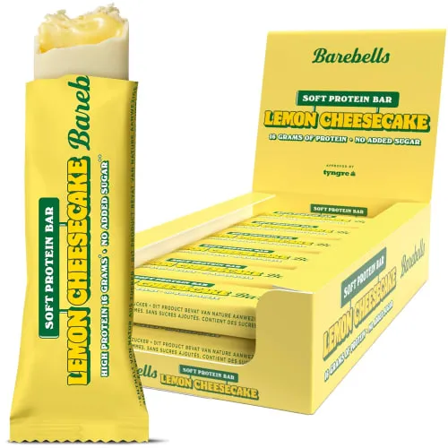 Barebells Soft Protein Bar Lemon Cheesecake - 12 Riegel à 55g - Müsli- & Frühstücksriegel, cremiger Lemon Cheesecake Geschmack, ideal für alle Gelegenheiten und proteinreicher Snack für Fitnessliebhaber.