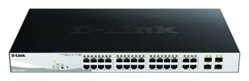 D-Link DGS-1210-24P 24-Port PoE Gigabit Smart Switch - Netzwerk-Switch mit 24 Ports, lüfterlos und ideal für geräuschreduzierte Umgebungen. Vollständig verwaltet für optimale Kontrolle und Leistung.