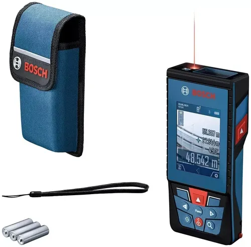 Bosch Laser-Entfernungsmesser GLM 100-25 C - 100m Messbereich, Bluetooth und Farbdisplay für präzise Messungen in Werkstatt und Bau