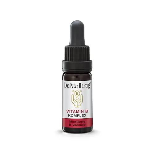 Dr. Peter Hartig Vitamin B Komplex 10 ml - Essentieller Vitaminkomplex mit allen wichtigen B-Vitaminen für Energie und Konzentration. Praktische 3-Monats-Vorrat, vegan und frei von Laktose und Hefe – ideal für den täglichen Einsatz.
