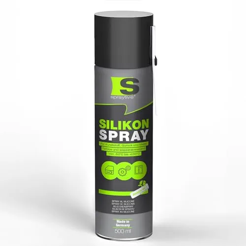Spraytive 1 x 500ml Silikonspray - Schmiermittel & Gleitspray für Auto, Gummi, Kunststoff & Metall - Farblos, wasserabweisend, rückstandsfrei - von -50 °C bis +250 °C - Made in Germany