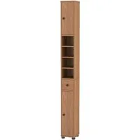 Costway Badschrank Schmal mit 2 Türen in Natur