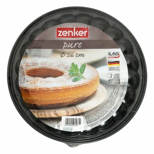 Zenker Pure Springform Ø 26 cm mit Flach- und Rohrboden - Vielseitige Springform für kreative Backideen, ideal für Kuchen und Torten. Robustes Metallmaterial garantiert gleichmäßige Backergebnisse.