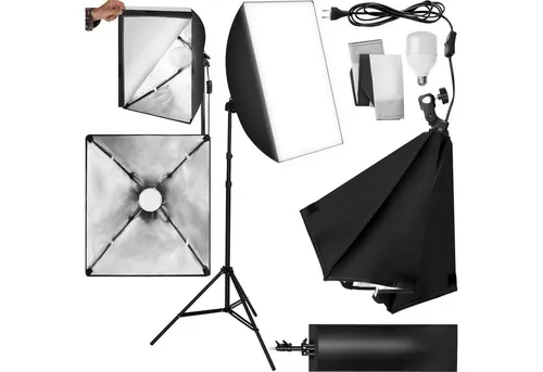 Profi Softbox Studioleuchte mit Stativ und Tasche - Studioleuchte für professionelle Fotografie, inklusive stabilen Stativ und praktischer Tasche – ideal für kreative Aufnahmen.