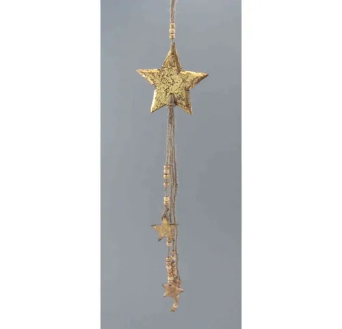 Gasper Hängedekoration HOLZ-STERN-HÄNGER 1x13cm und 2x4cm Sternen. Länge ca 65cm.