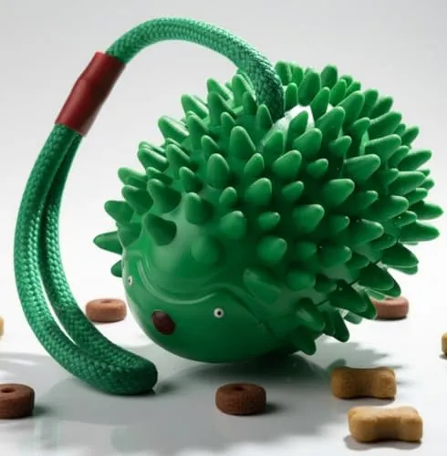 Fuzzl Eco Rubber Chuck & Treat Igel - Green - Long Lasting Dog Chew Toys for Aggressive Chewers Strong Dog Toy for Dogs Durable Puppy Toys