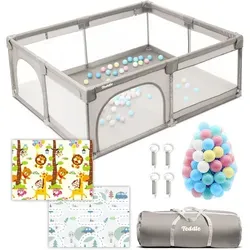 Teddle Laufstall Baby – Inklusive doppelseitige Spielmatte