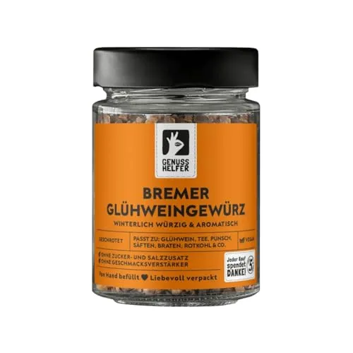 Bremer Gewürzhandel Bremer Glühweingewürz, geschrotet, Glühwein selber machen nach original Rezept, für Punsch, Bowle, Kinderpunsch & Weihnachtstee, 75g im Glas