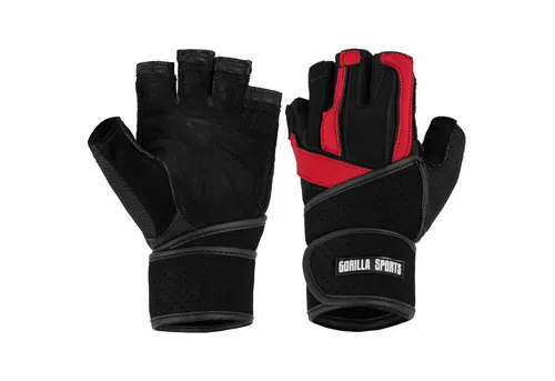 GORILLA SPORTS Trainingshandschuhe Fitness Handschuhe - mit Handgelenkstütze, Leder, Sporthandschuhe Größe S/M/L/XL, für Krafttraining, Bodybuilding, für Herren Damen