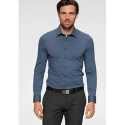 OLYMP Businesshemd Level Five Body Fit Jerseyshirt blau 45 - Elegantes Businesshemd in schmaler Passform, aus elastischem Jersey für optimalen Tragekomfort, ideal für stilbewusste Herren.