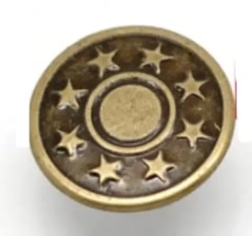 Stück Metallknöpfe/Jeansknöpfe, bronzefarben, Stern-Muster Ø ca. 17mm, Stift 8mm 10
