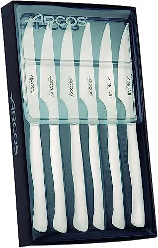 Arcos 378200 Table Messer - Steakmesser Set 6 Stück - Bestecksets, elegantes 6-teiliges Steakmesser Set aus hochwertigem Edelstahl für müheloses Schneiden und stilvolles Servieren.