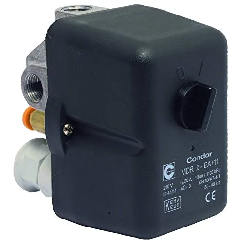ELMAG Druckschalter CONDOR MDR 2/11 bar - Druckschalter für präzise Steuerung, inklusive Druckentlastungsventil, ideal für Druck- und Vakuummessung, 230 Volt.