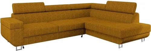 MIRJAN24 Ecksofa Fonti Cord mit Schlaffunktion - Modernes Ecksofa in L-Form mit Bettkasten, ideal für kleine Räume. Komfortable Sitzfläche und verstellbare Kopfstützen sorgen für höchsten Sitzkomfort.