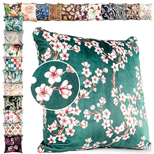 ANRO Kissenbezug Kissenhülle Kissen Deko-Kissen Sofa Kissen Couch Kissen Sakura Petrol 50x50cm ohne Füllung