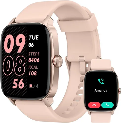 YMZ Smartwatch (4,6 cm, android ios), Smartwatch mit Bluetooth Telefonfunktion Herzfrequenzmessung Sportmodi