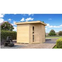 Weka Holz-Gartenhaus 229 Flachdach Unbehandelt 270 cm - Holz-Gartenhaus für vielseitige Nutzung, modernes Design mit 270 cm Dachüberstand für zusätzlichen Stauraum oder als überdachte Sitzfläche.